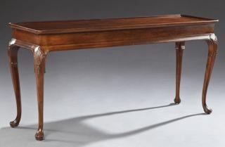 Appraisal: Long Carved Mahogany Queen Anne Style Coffee Table Long Carved