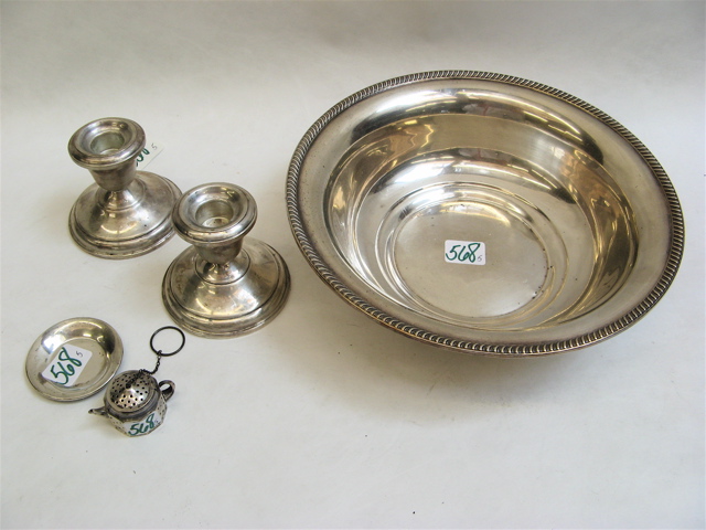 Appraisal: FIVE STERLING SILVER ITEMS a bowl Fisher Silversmiths trademark D