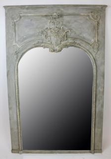 Appraisal: French Regency painted trumeau mirror French Regency painted trumeau mirror