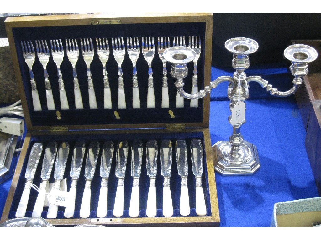 Appraisal: Cased twenty four piece mother of pearl EP cutlery set