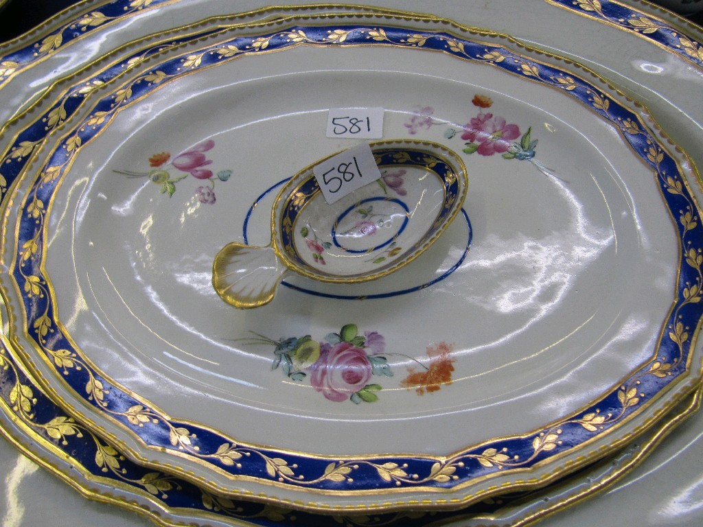 Appraisal: Bloor Derby dessert set handpainted with flowers comprising three graduated