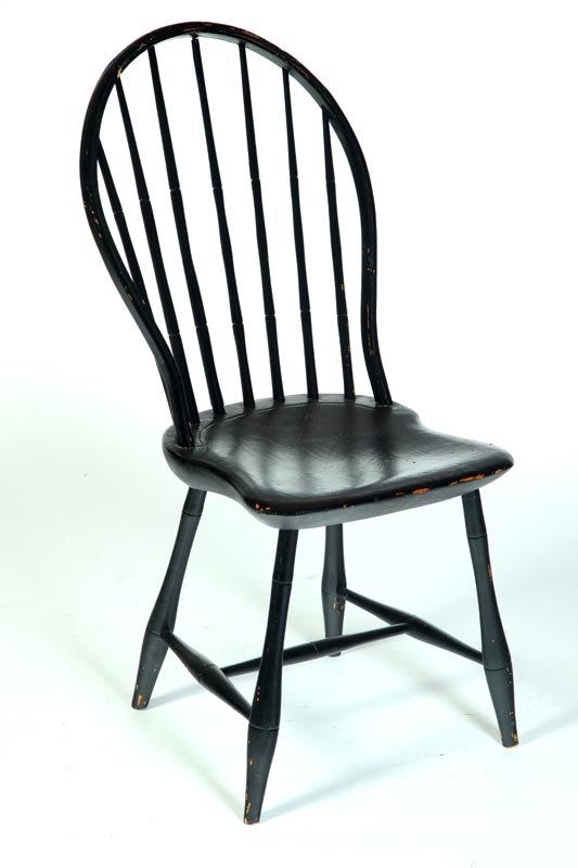 Appraisal: SACK-BACK WINDSOR SIDE CHAIR American th century Bamboo turnings saddle