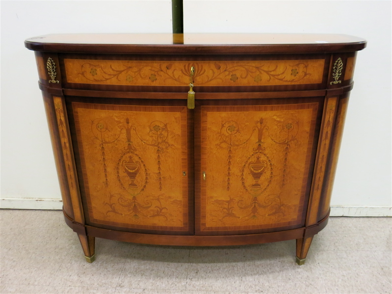 Appraisal: NEOCLASSICAL STYLE DEMILUNE CREDENZA Decorative Crafts Inc Hand Crafted Imports