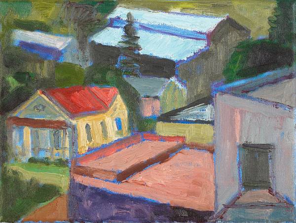 Appraisal: Lundy Siegriest American - Untitled Houses - oil on canvas