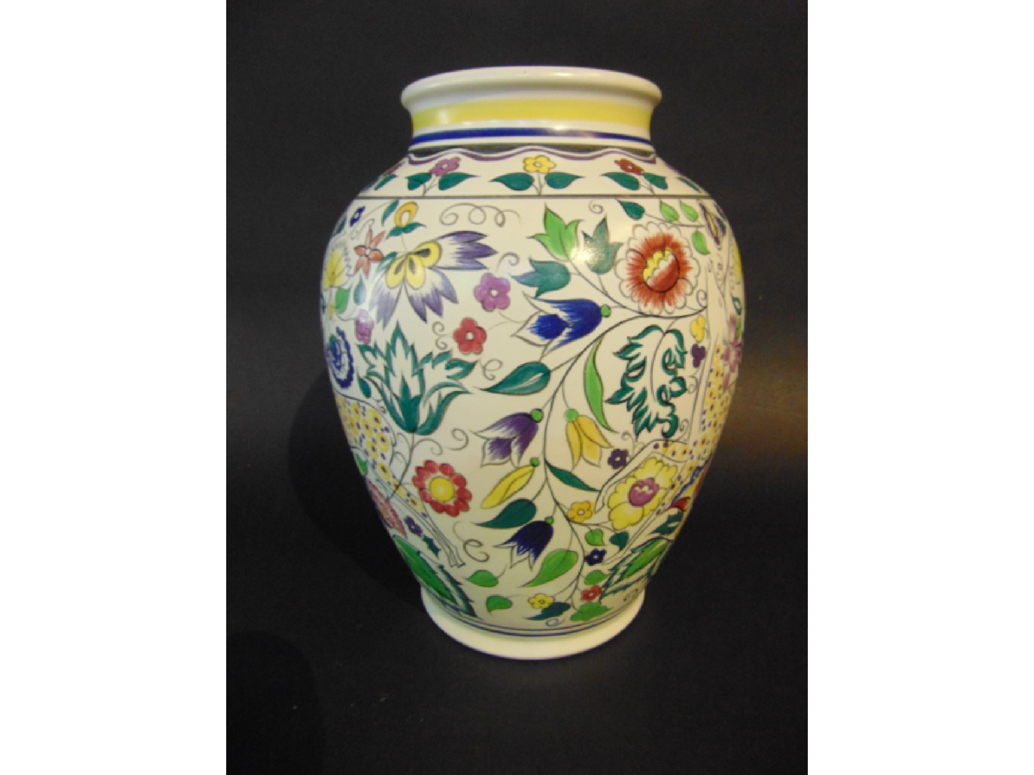 Appraisal: A large Poole Pottery vase of ovoid form with polychrome