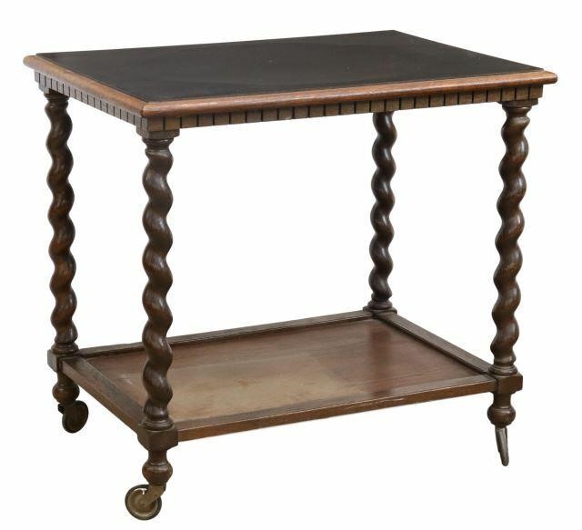 Appraisal: English oak tea table trolley c s the rectangular top