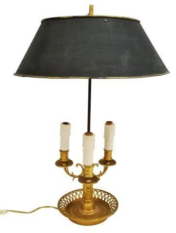 Appraisal: French Empire style bouillotte table lamp late h c adjustable-height