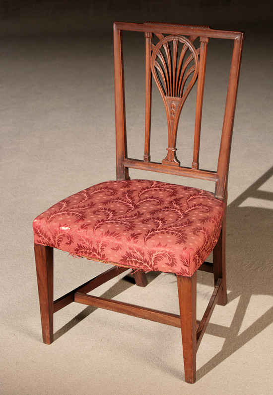 Appraisal: Federal Mahogany Racquet-Back Side Chair Baltimore Circa Having a wine-red