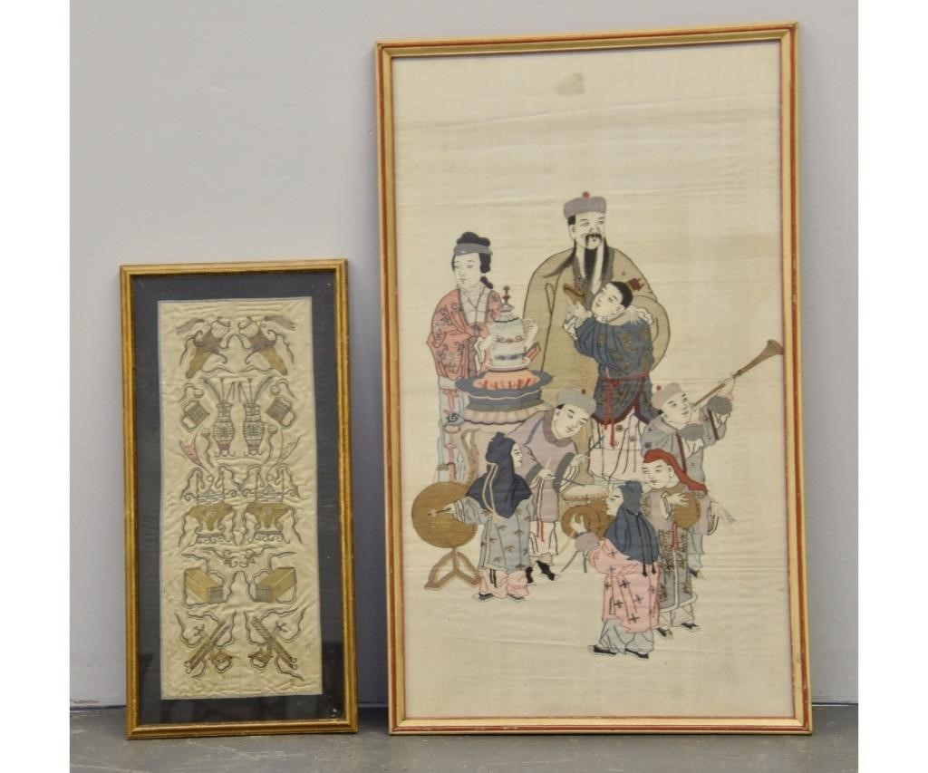 Appraisal: Chinese silk work of figures overall h x w together