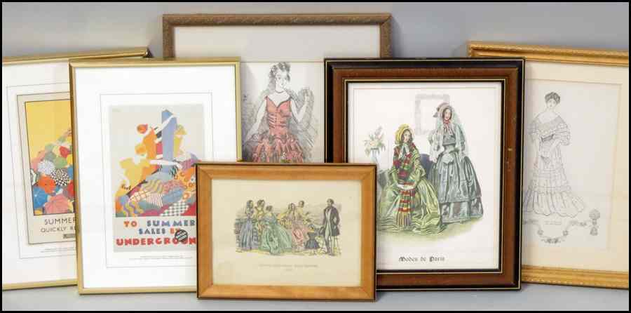 Appraisal: GROUP OF ASSORTED FRAMED FASHION PRINTS Various sizes mediums and