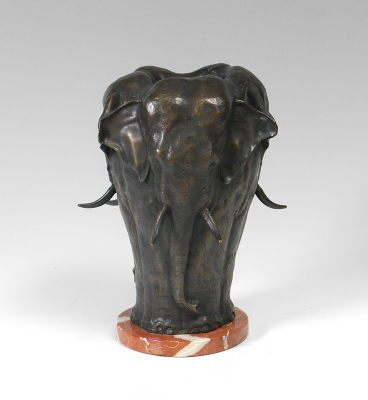 Appraisal: ELEPHANT BRONZE VASE AFTER MENE Vase Consists of Four Relief