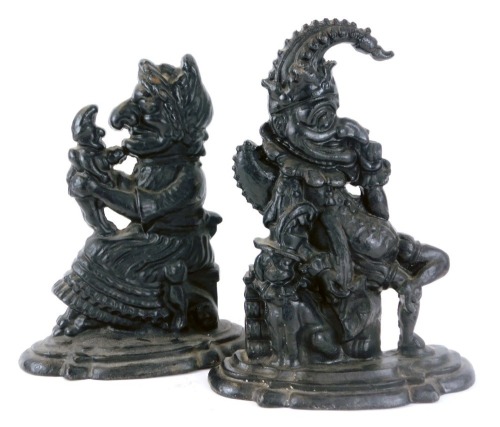 Appraisal: Two cast iron door stops of Punch Judy cm high