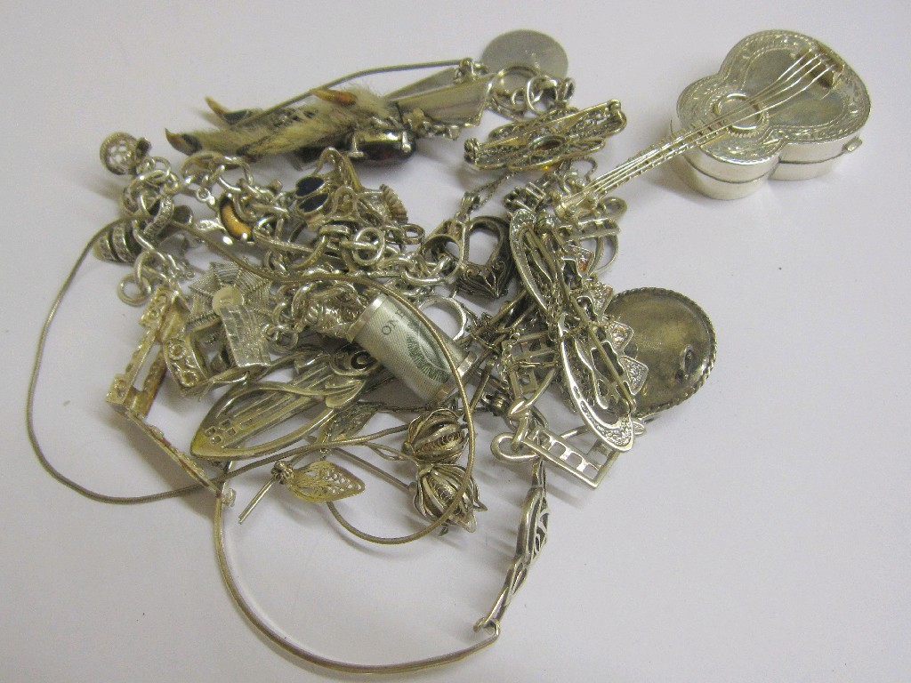 Appraisal: Lot of silver pieces to include pill box in the