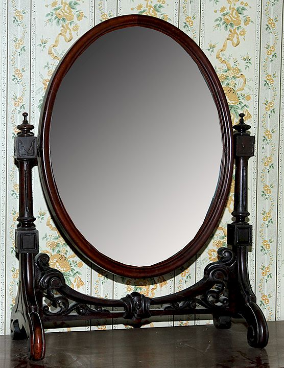 Appraisal: Vanity Mirror on Dresser Stand A ca oval mirror appears