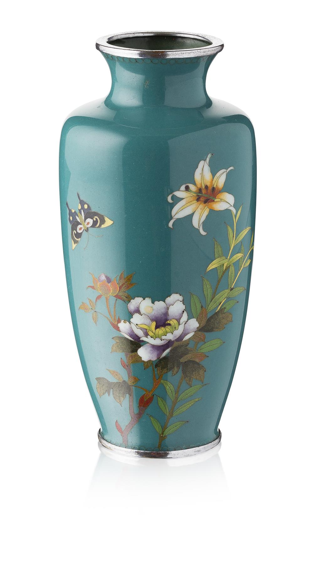 Appraisal: JAPANESE CLOISONN VASE MEIJI PERIOD of baluster form the turquoise