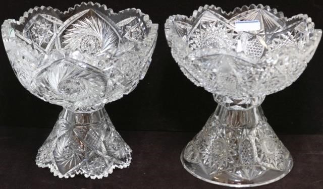 Appraisal: TWO SIMILAR LATE TH CENTURY BRILLIANT PERIODCUT GLASS TWO-PIECE PUNCH