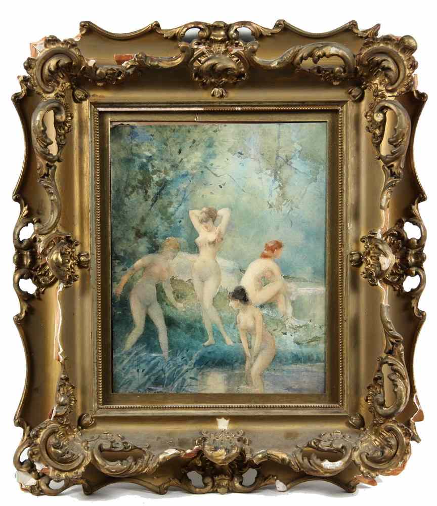 Appraisal: W C - Four Nude Women Bathing in a Woodland