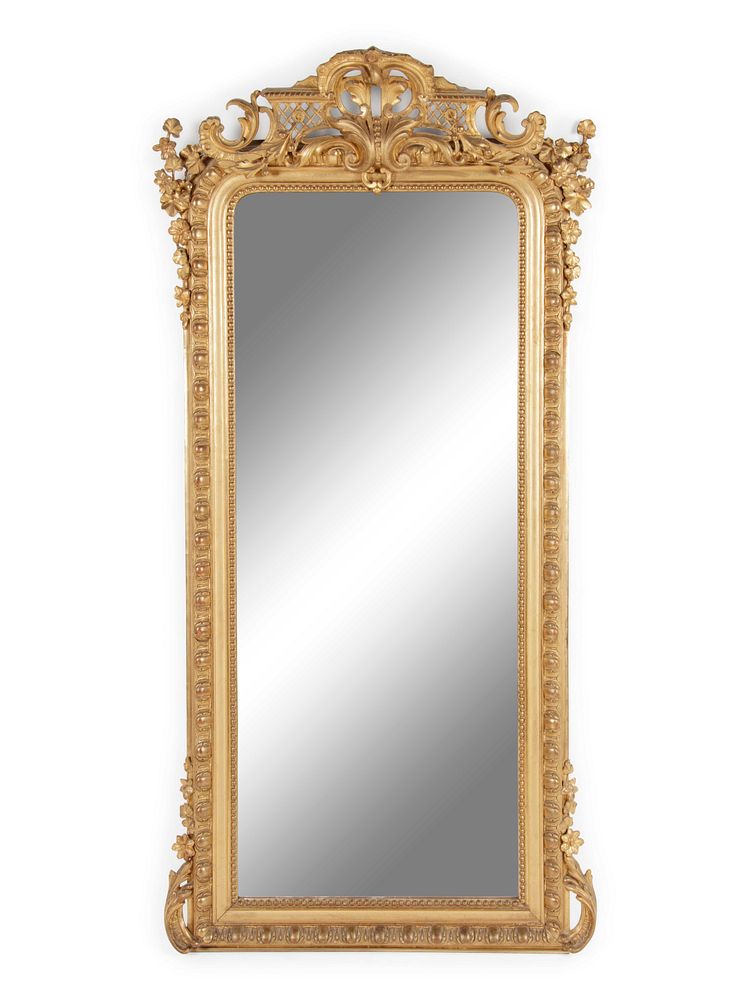 Appraisal: A Louis XVI Style Carved Giltwood Pier Mirror A Louis