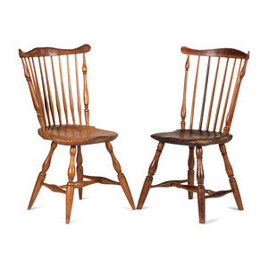 Appraisal: Two Comb-Back Compass-Seat Windsor Side Chairs Circa Height of each