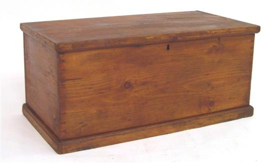 Appraisal: Small pine blanket chest with lock till box and distressed