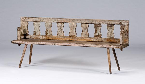 Appraisal: MENNONITE ATTRIBUTED PAINTED FLIP-BACK BENCH Found in Ferdinand Indiana late