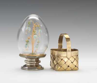 Appraisal: A Jane Hutcheson Floral Miniature and a Sterling Silver Basket