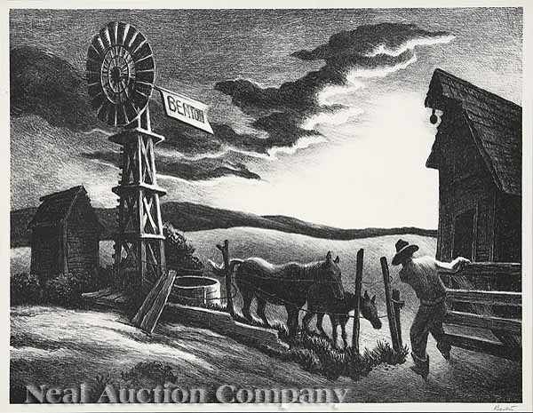 Appraisal: Thomas Hart Benton American - Nebraska Evening lithograph on paper