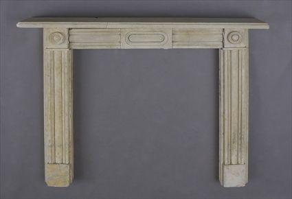 Appraisal: REGENCY CAST STONE MANTELPIECE The rectangular top above horizontal grooved