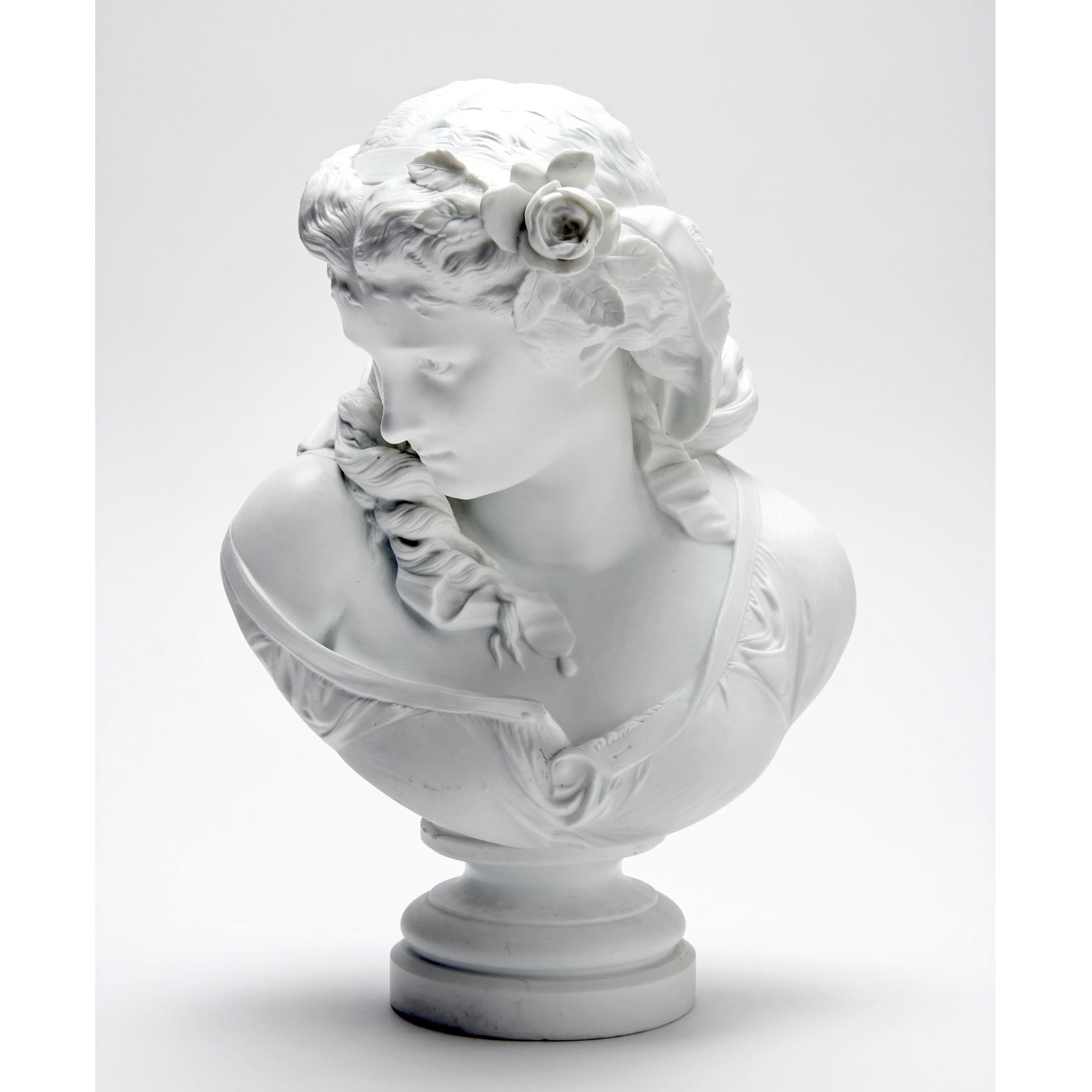 Appraisal: after Albert Carrier Belleuse French - A Bisque Porcelain Bust