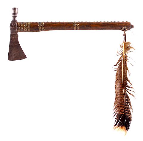 Appraisal: Blackfoot Pipe Tomahawk with Feather Drop c Available for your