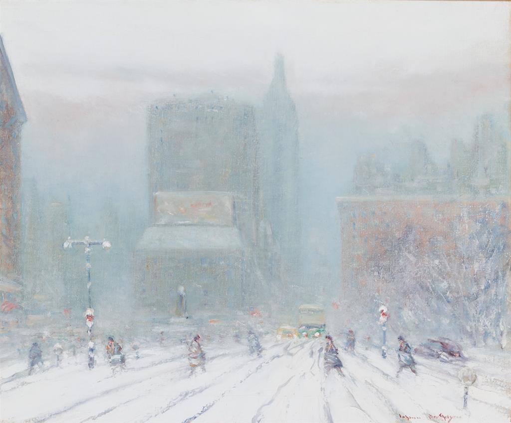 Appraisal: JOHANN BERTHELSEN American - Winter in New York Fifth Avenue