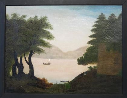 Appraisal: Anglo American School th th century landscape scene with river