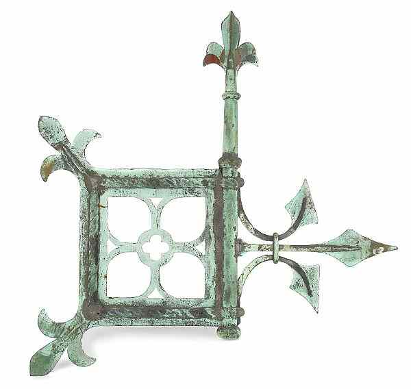 Appraisal: Copper bannerette weathervane th c retaining an old verdigris surface