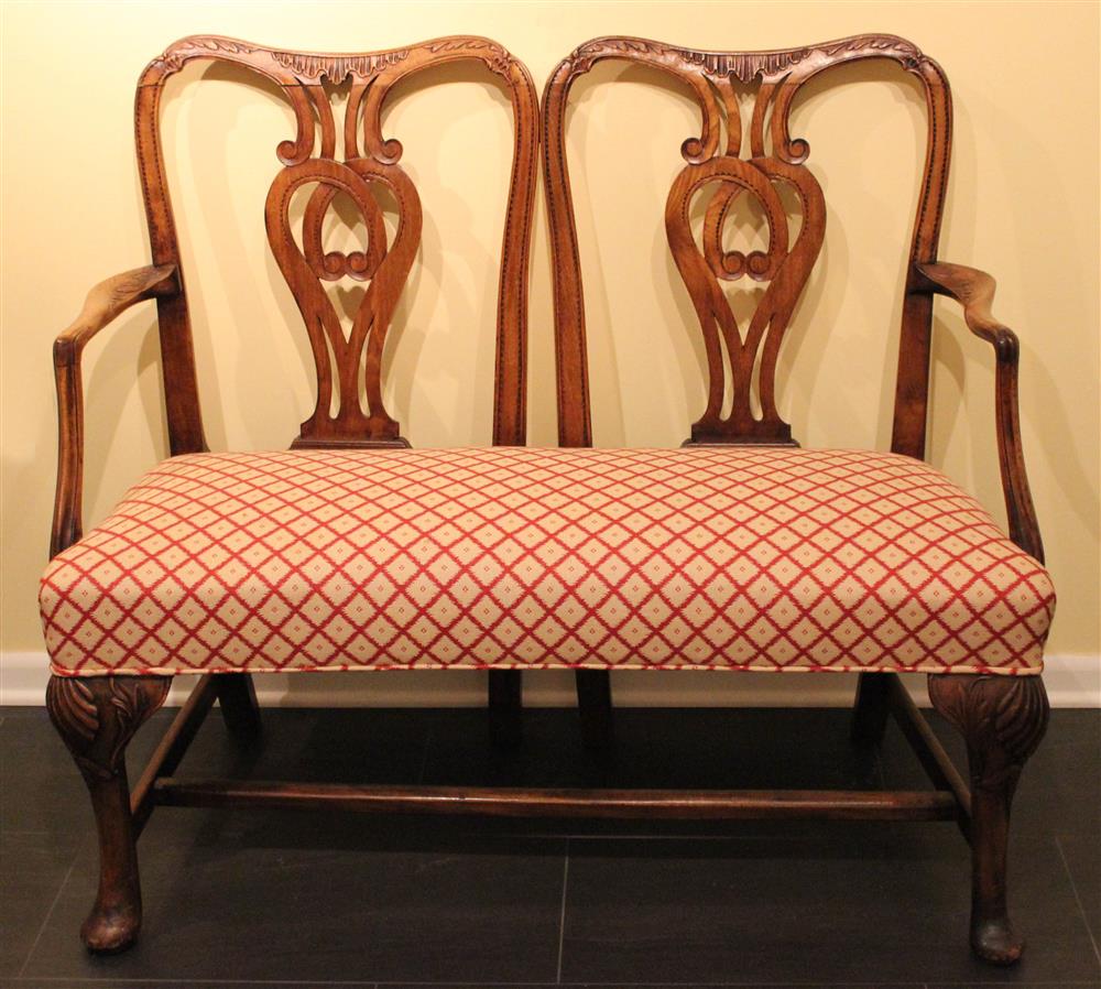 Appraisal: GEORGE II STYLE DOUBLE CHAIR BACK SETTEE double chair back