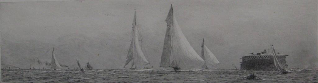 Appraisal: WILLIAM LIONEL WYLLIE Yachting off No Mans Land Fort signed