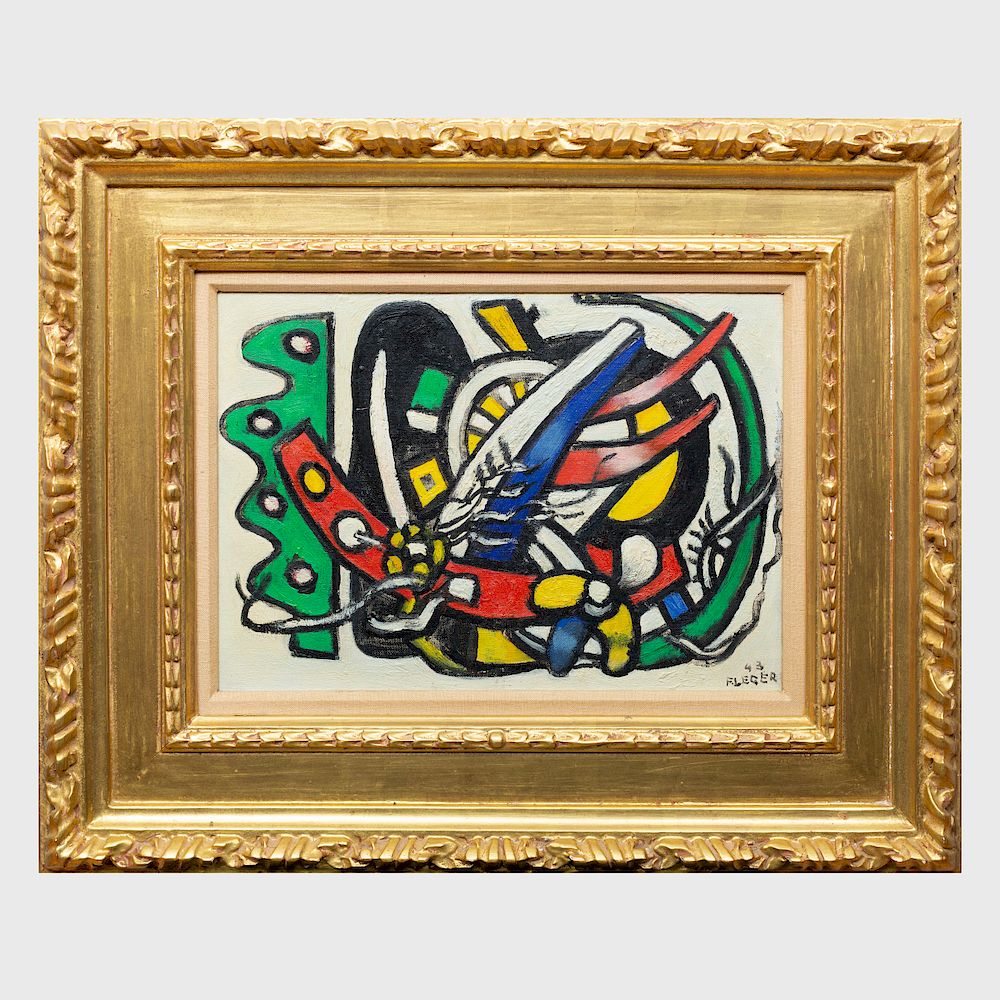 Appraisal: Attributed to Fernand Leger - Composition Oil on canvasboard signed