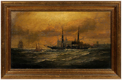 Appraisal: Charles Poulsen painting steamer vessel leaving the port of London