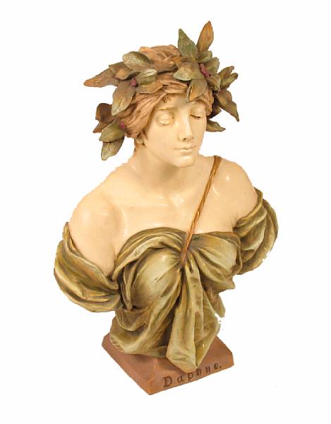 Appraisal: An Art Nouveau ceramic bust Daphne entitled DAPHNE height in