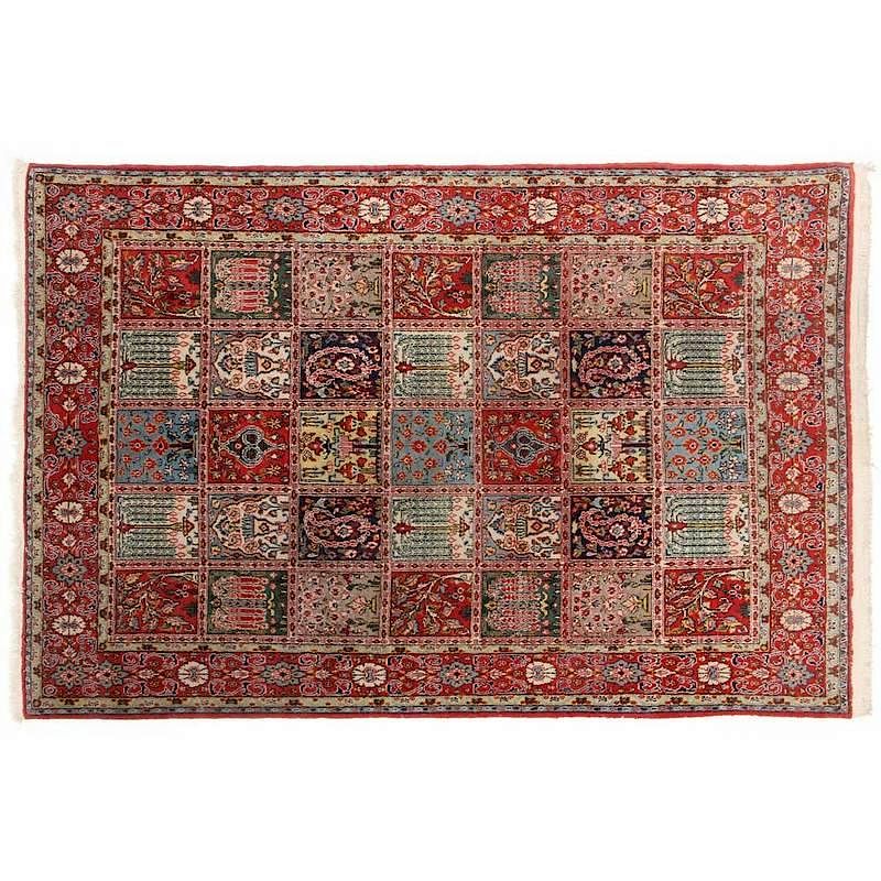 Appraisal: Persian Kum Area Rug circa garden design on red field