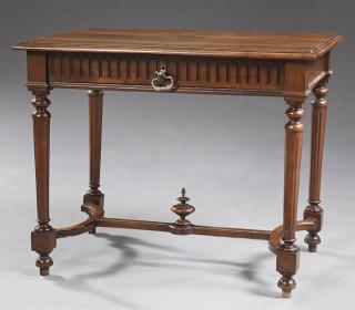 Appraisal: French Louis XVI Style Carved Walnut Writing Table French Louis