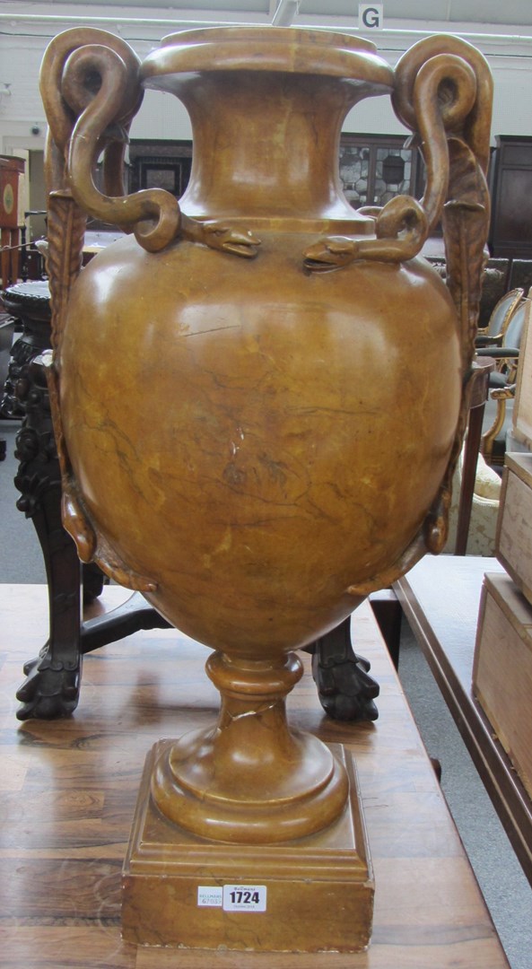 Appraisal: An Italian simulated Siena marble urn late th century the