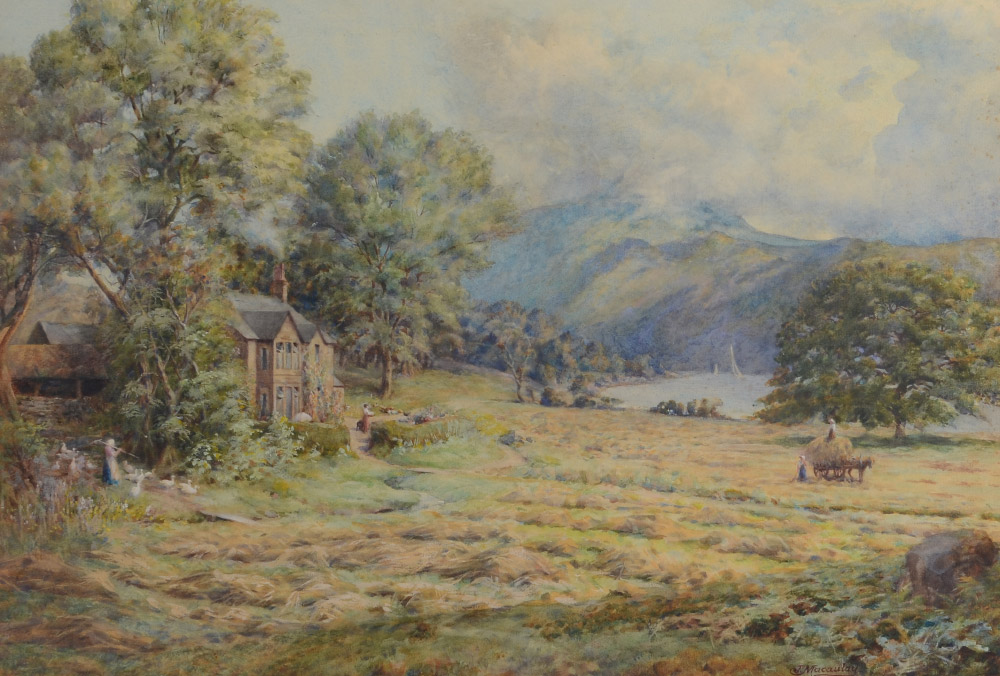 Appraisal: MACAULAY J British th C Panoramic Scene on the Farm