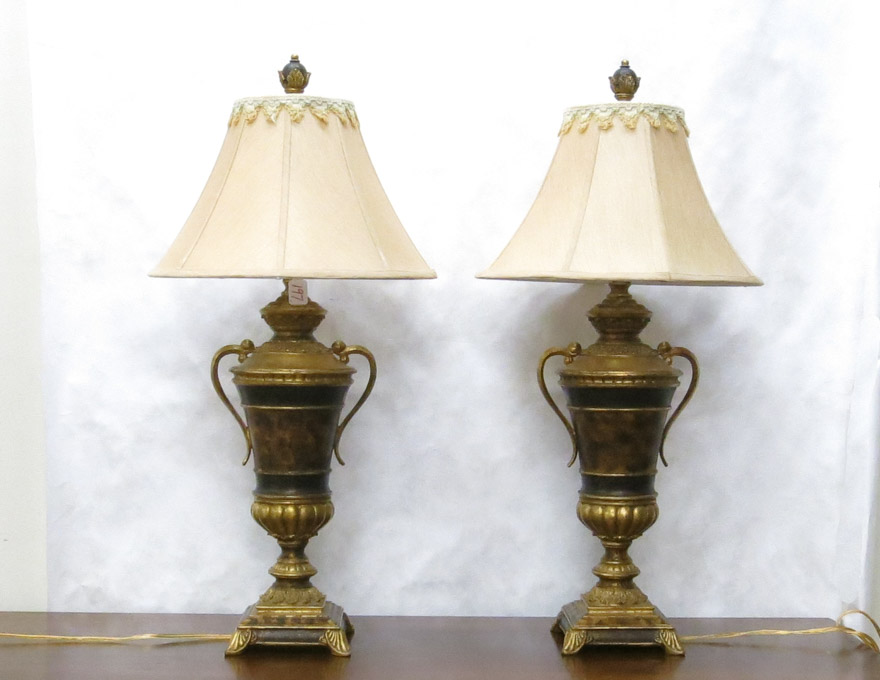 Appraisal: PAIR OF CLASSICAL REVIVAL TABLE LAMPS of urn form with