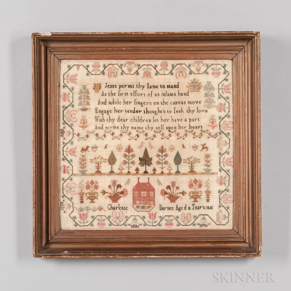 Appraisal: Dated Charlotte Barnes Needlepoint Sampler Dated Charlotte Barnes Needlepoint Sampler