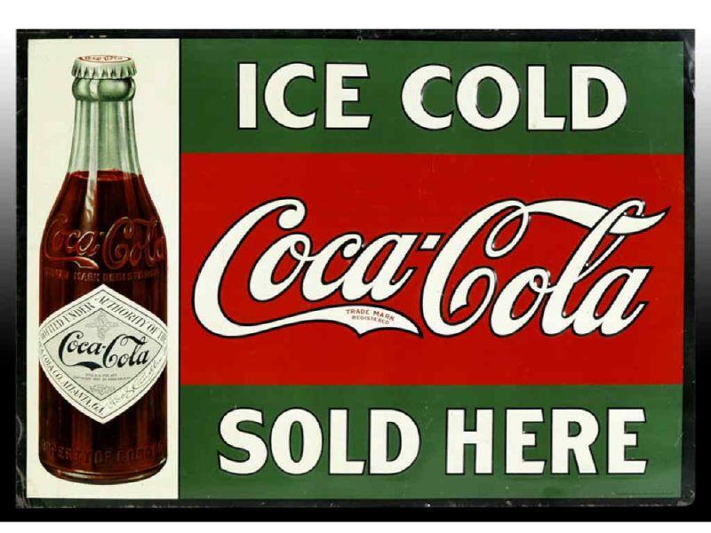 Appraisal: Coca-Cola Embossed Tin Straight-Sided Bottle Sign Description '' x ''