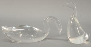 Appraisal: Steuben crystal glass swan and goose both signed Steuben swan