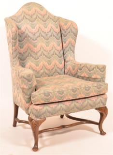 Appraisal: Queen Anne Style Flame Stitch Armchair Queen Anne Style Flame