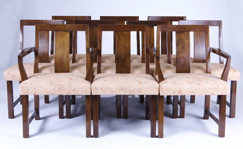 Appraisal: EDWARD WORMLEY DUNBAR Set of ten walnut dining chairs two