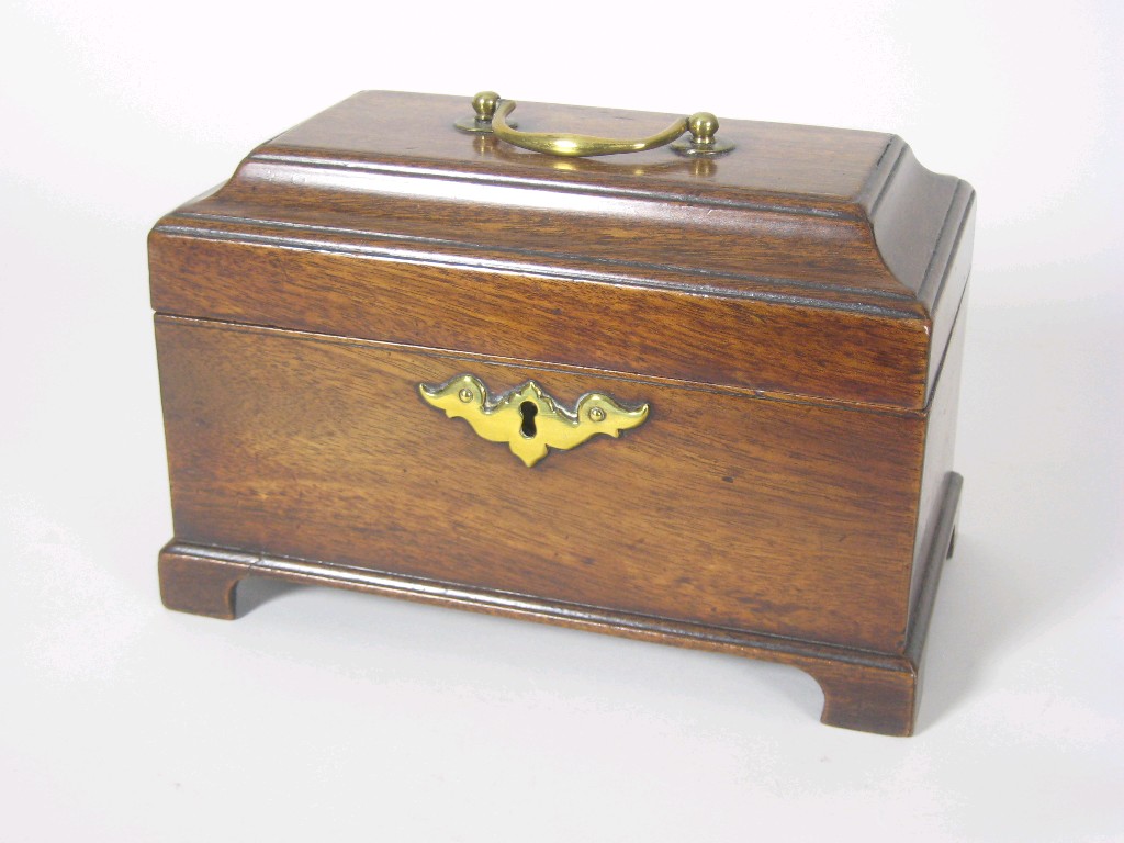 Appraisal: A George III mahogany Tea Caddy of sarcophagus shape three