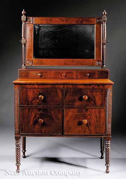 Appraisal: An American Late Federal Carved Mahogany Gentleman's Dresser in the